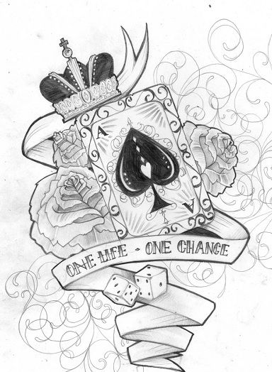 As pik w koronie z kwiatami tatuaż wzór