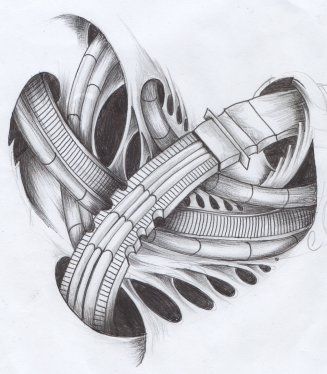 Biomechanika 3D tatuaż wzór