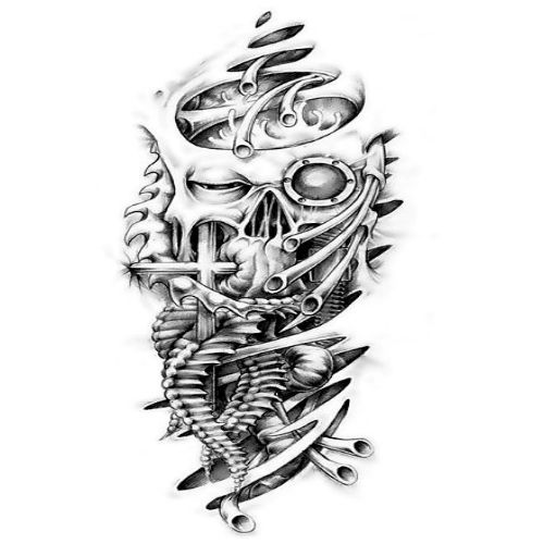 Tatuaż biomechanika wzór z twarzą