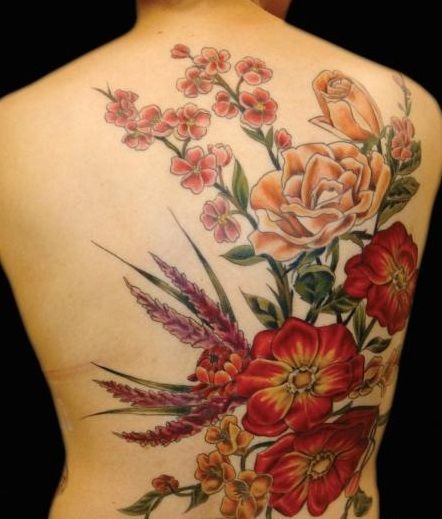 Bukiet kwiatów tatuaż