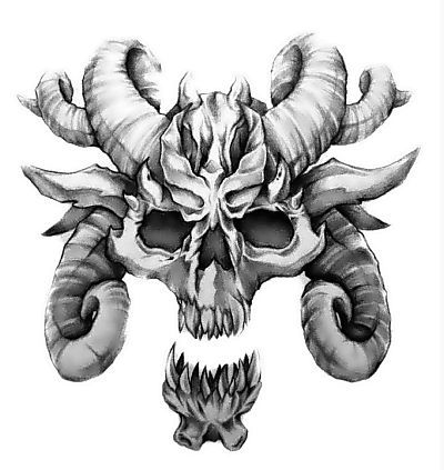 Czaszka koziorożec wzór tatuażu