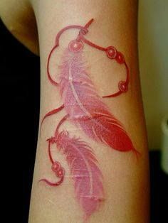Dwa czerwone piórka tatuaż
