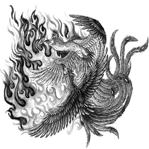 Dwa feniksy w płomieniach