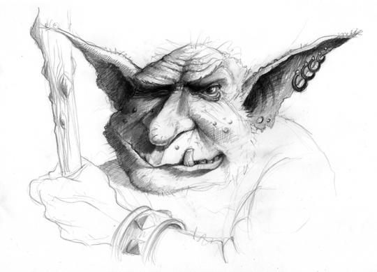 Głowa goblina wzór na tatuaż