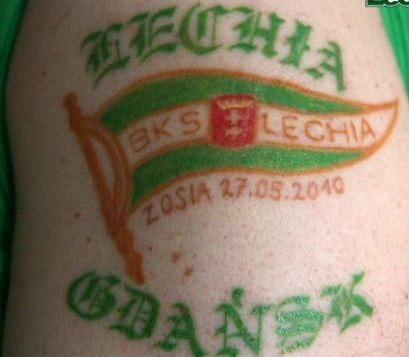 Barwy Lechia Gdańsk tatuaż