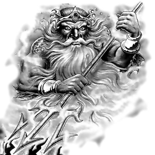 Neptun bóg tatuaż wzór