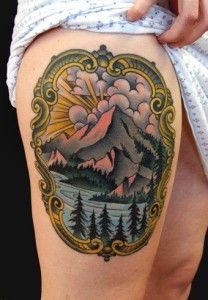 Obrazek z górami tatuaż