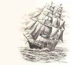 Ogromny statek na morzu wzór tatuażu