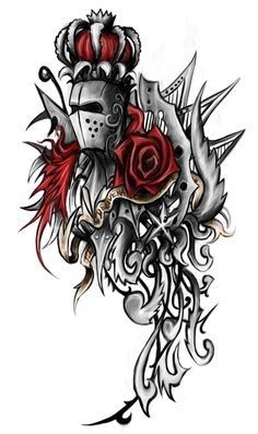 Rycerz w metalowej zbroi i kwiaty