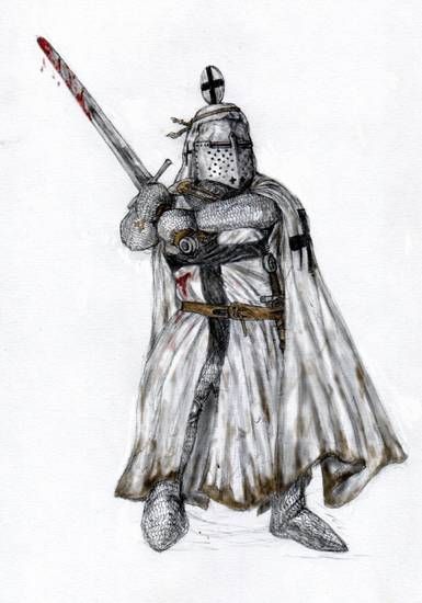 Rycerz z zakrwawionym mieczem