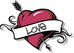 Serce przebite strzałą wzór