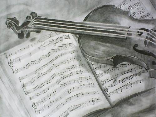 Skrzypce i zeszyt z nutami wzór tatuażu