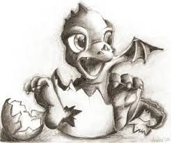 Mały smok wykluwający się z jajka