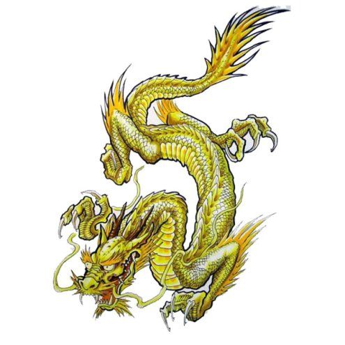 Smok w żółtym kolorze wzór tatuażu