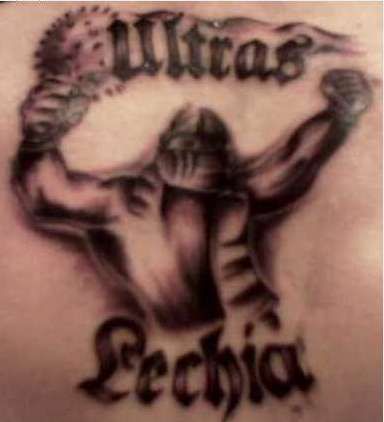 Tatuaż z kibicem Lechia
