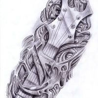 Biomechanika gryf gitary wzór tatuażu