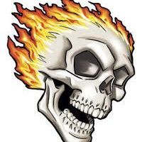 Czaszka w płomieniach wzór tatuażu