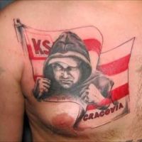 Flaga biało-czerwone pasy tatuaż