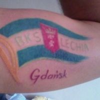 Flaga Lechia Gdańsk tatuaż