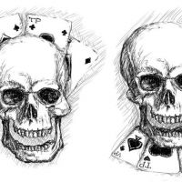 Karty do gry i czaszka wzór