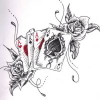 Karty i róże wzór tatuażu