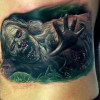 Kolorowy tatuaż z zombi