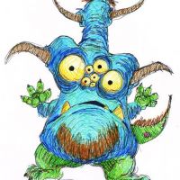 Niebieski monster z oczami wzór