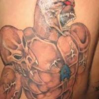 Potwór z logo Ruch Chorzów tatuaż