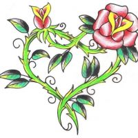 Serce z łodyg róży tatuaż wzór