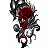 Tribal czerwone róże tatuaż wzór