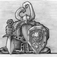 Wiking rycerz z tarczą i mieczem