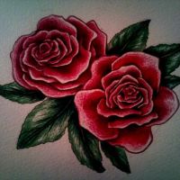 Wzór tatuażu dwie czerwone róże