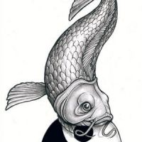 Wzór tatuażu ryba i symbol