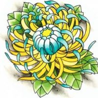 Żółta chryzantema wzór tatuażu