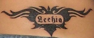 Tribal z napisem Lechia tatuaż