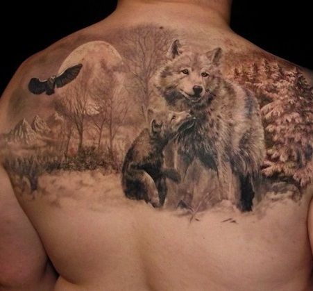Wilki natura tatuaż