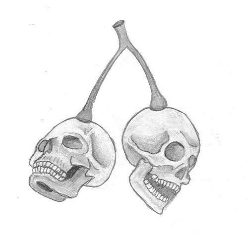 Wisienki czaszki wzór tatuażu