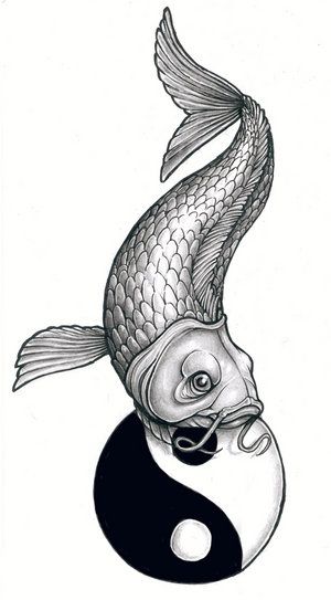 Wzór tatuażu ryba i symbol
