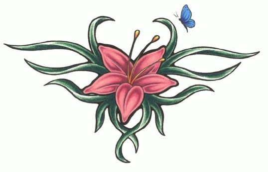 Wzór tatuażu z różowym kwiatem