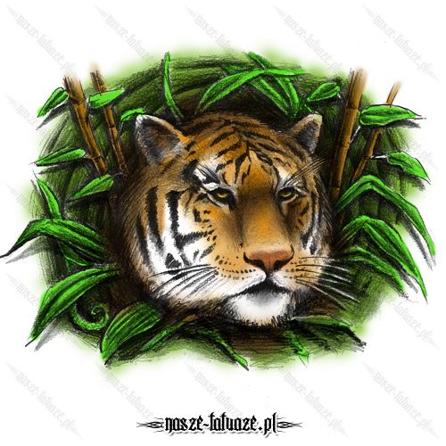 Głowa tygrysa w zielenii