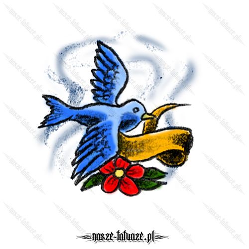 Niebieski ptak ze wstążką