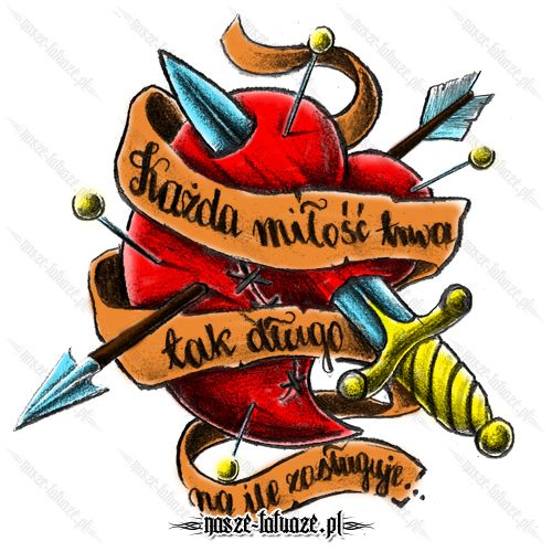 Przebite serce z napisem