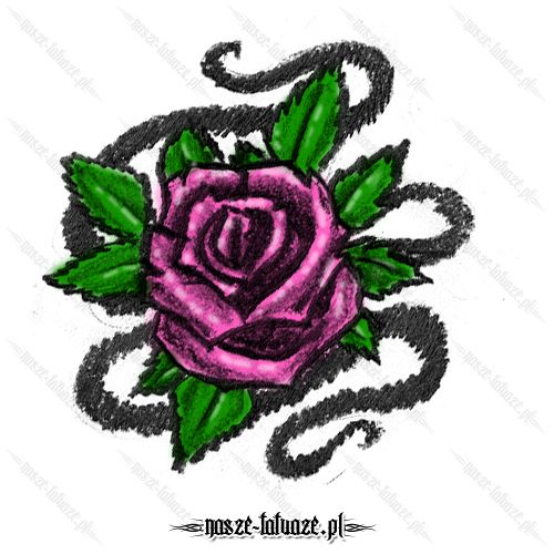 Różowa róża z liśćmi