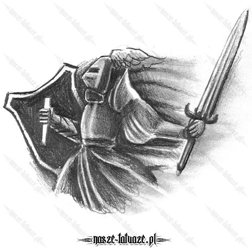 Rycerz z tarczą i mieczem