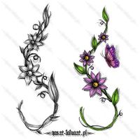 Gałązki z kwiatami i motyl