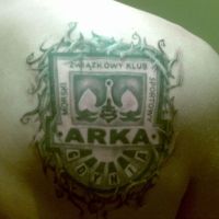 Logo Arka Gdynia oplecione cierniami