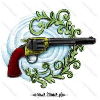 Rewolwer z motywem roślinnym