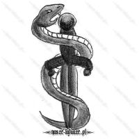 Wąż oplatający miecz